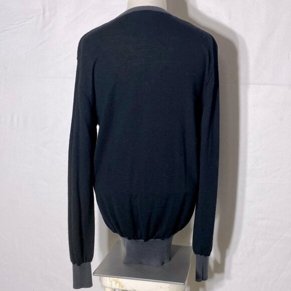 Matinique Black Blue Grey Colour Block Wool Long Sleeve V Neck Sweater M - Picture 8 of 10